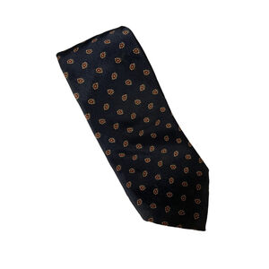 Men's Lancaster Necktie One Size Navy Blue with Red Pattern